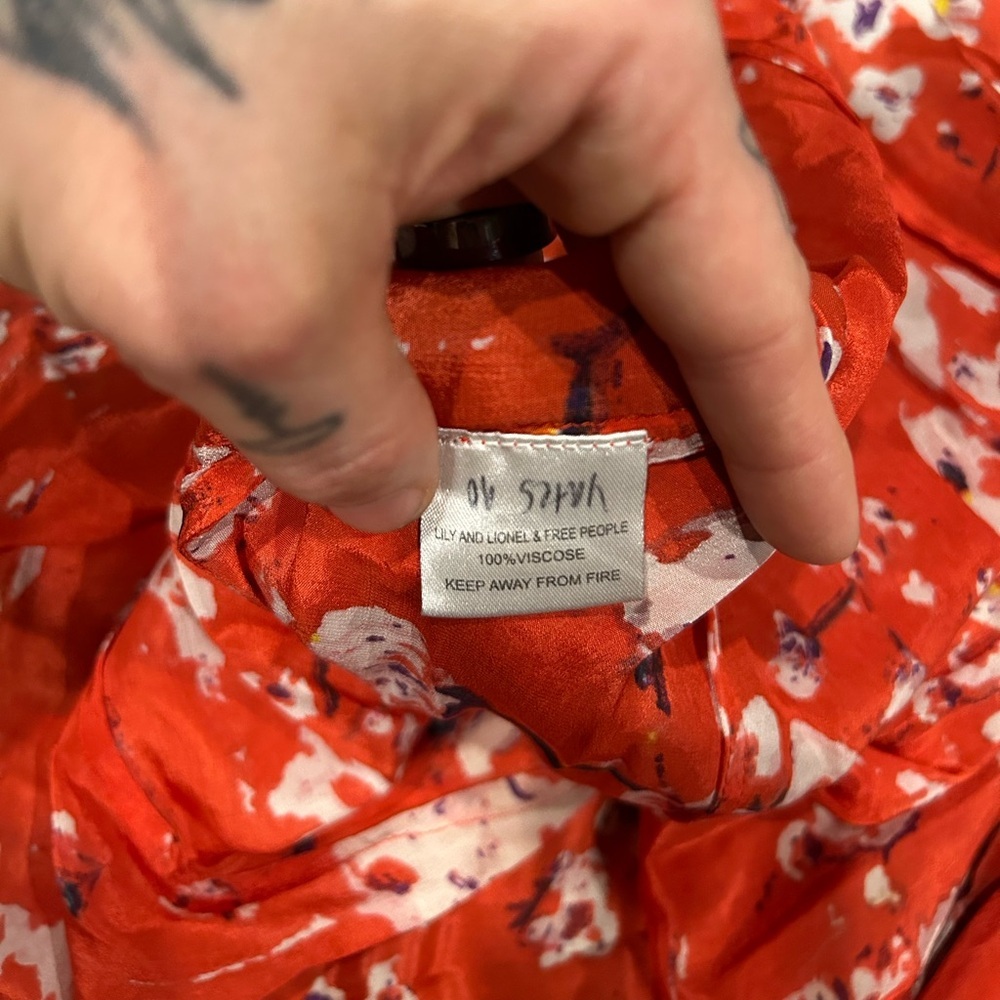 Lily and Lionel & Free PeopleGodet Slip Dress Floral Red Maxi - Picture 5 of 5